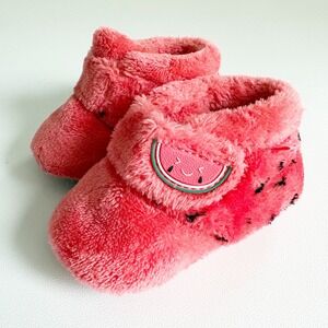UGG Baby Bixbee Watermelon Stuffie Pink Fleece Fruit Booties Size 2/3